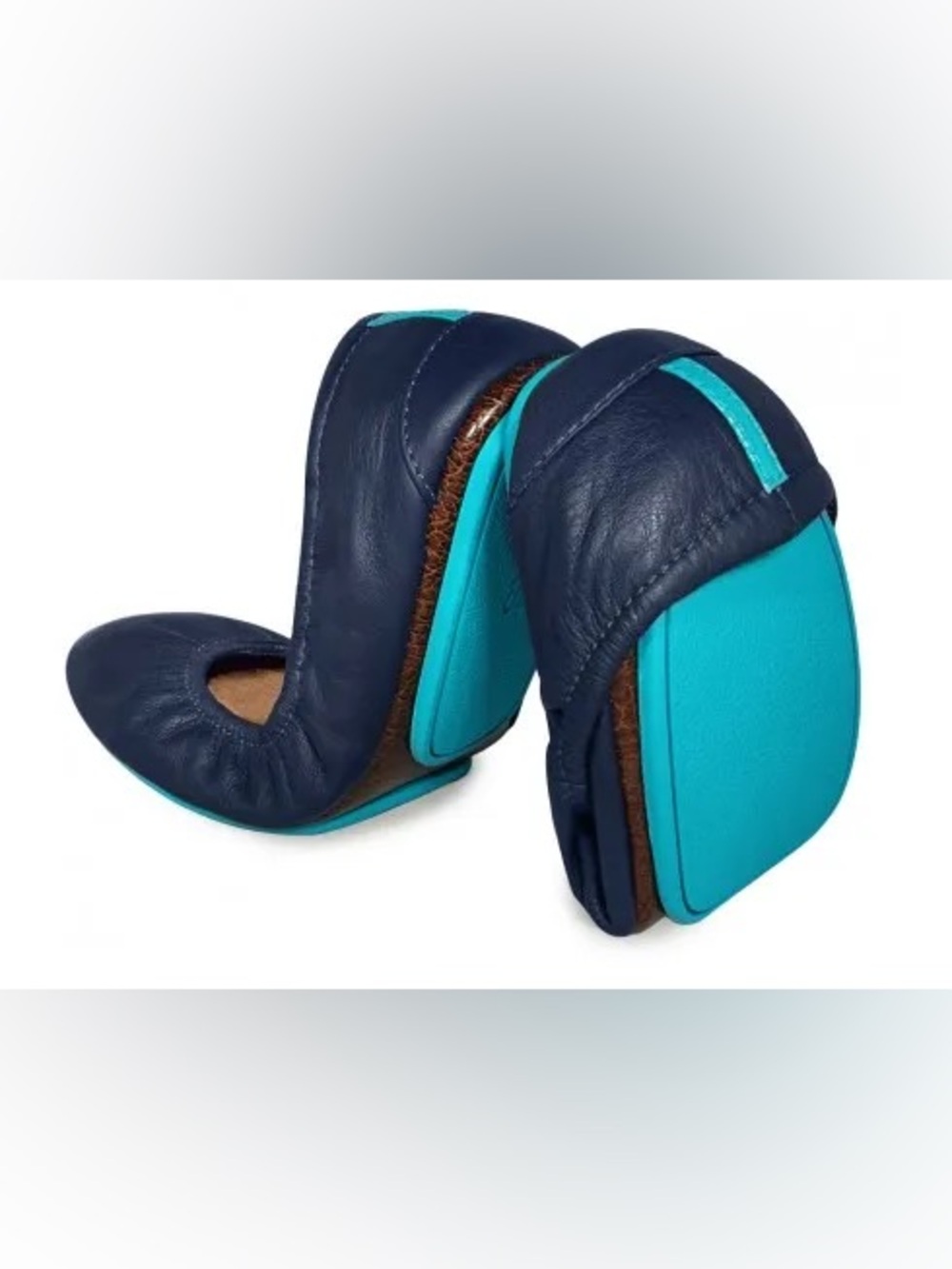 Tieks Foldable Leather Navy and Teal Women's Ballet Flats size 8